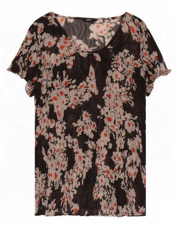 Marks & Spencer Blusa transparente para mujer UK 46 Grande Negro Floral