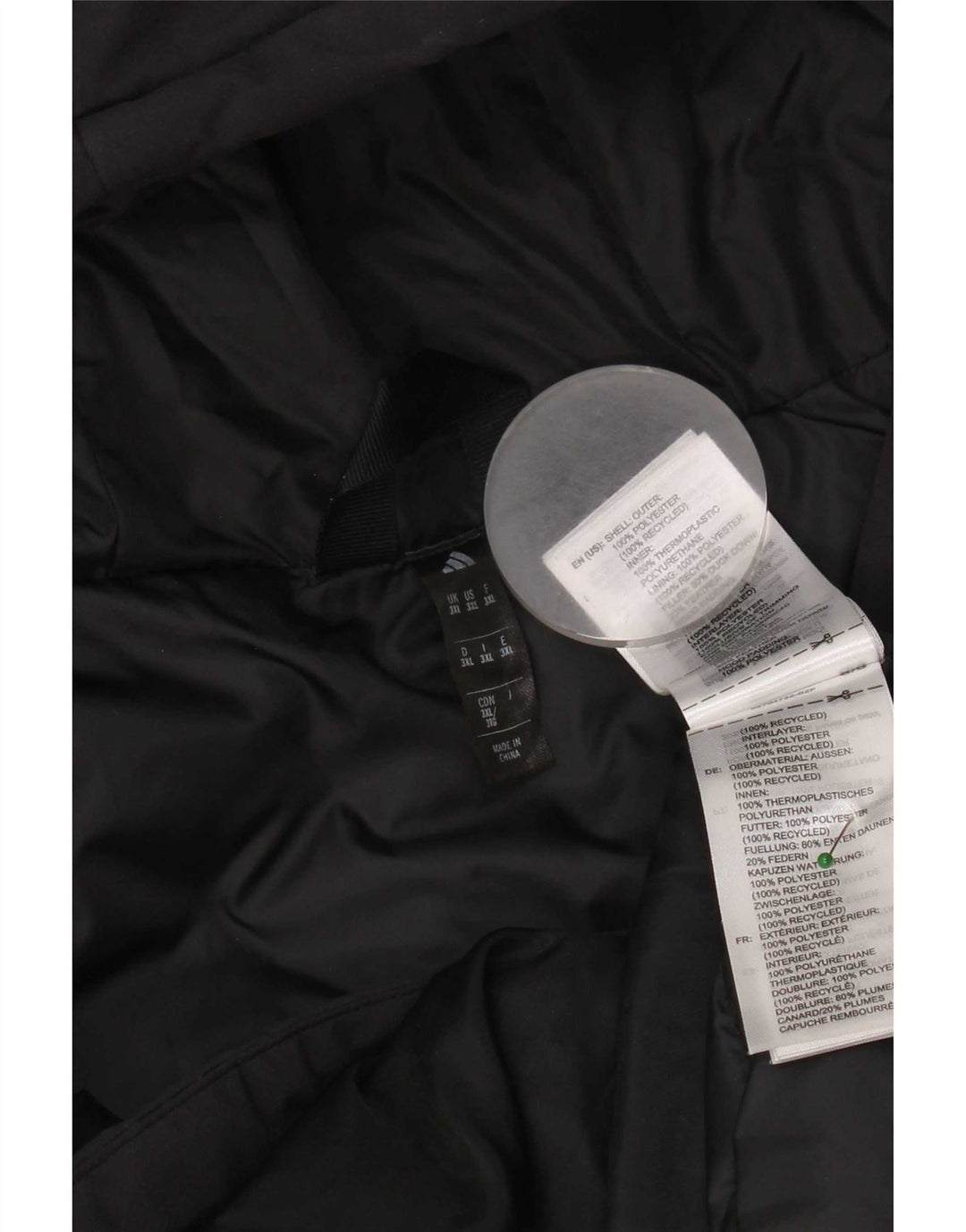 Adidas Chaqueta acolchada con capucha para hombre UK 46 3XL Poliéster negro