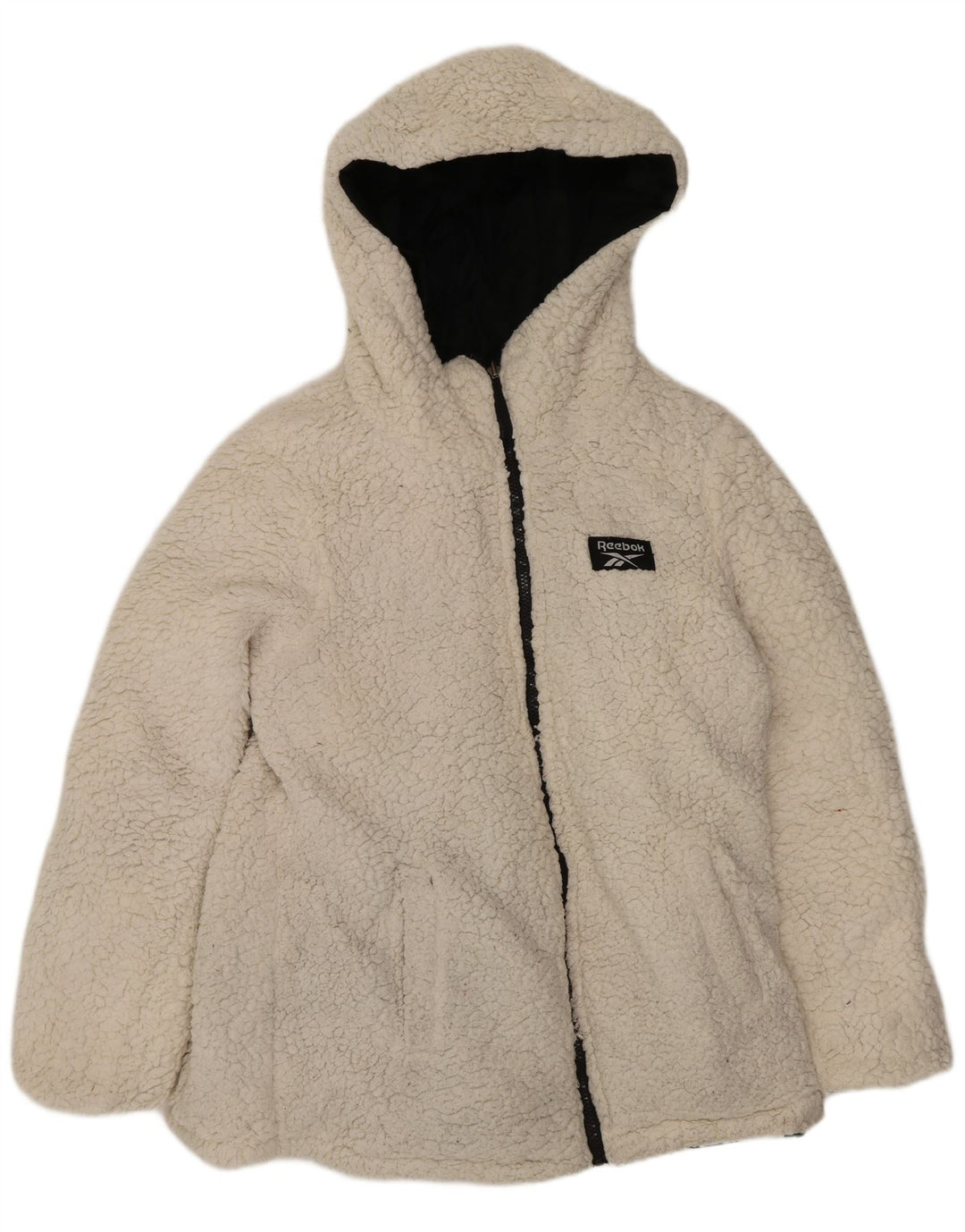 Reebok Chaqueta Acolchada Reversible con Capucha para Mujer UK 44 Mediano Negro Poliéster
