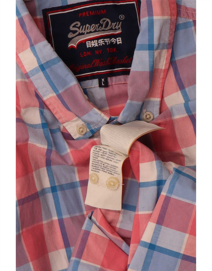 Superdry Camisa De Manga Corta XL De Algodón A Cuadros Rosa