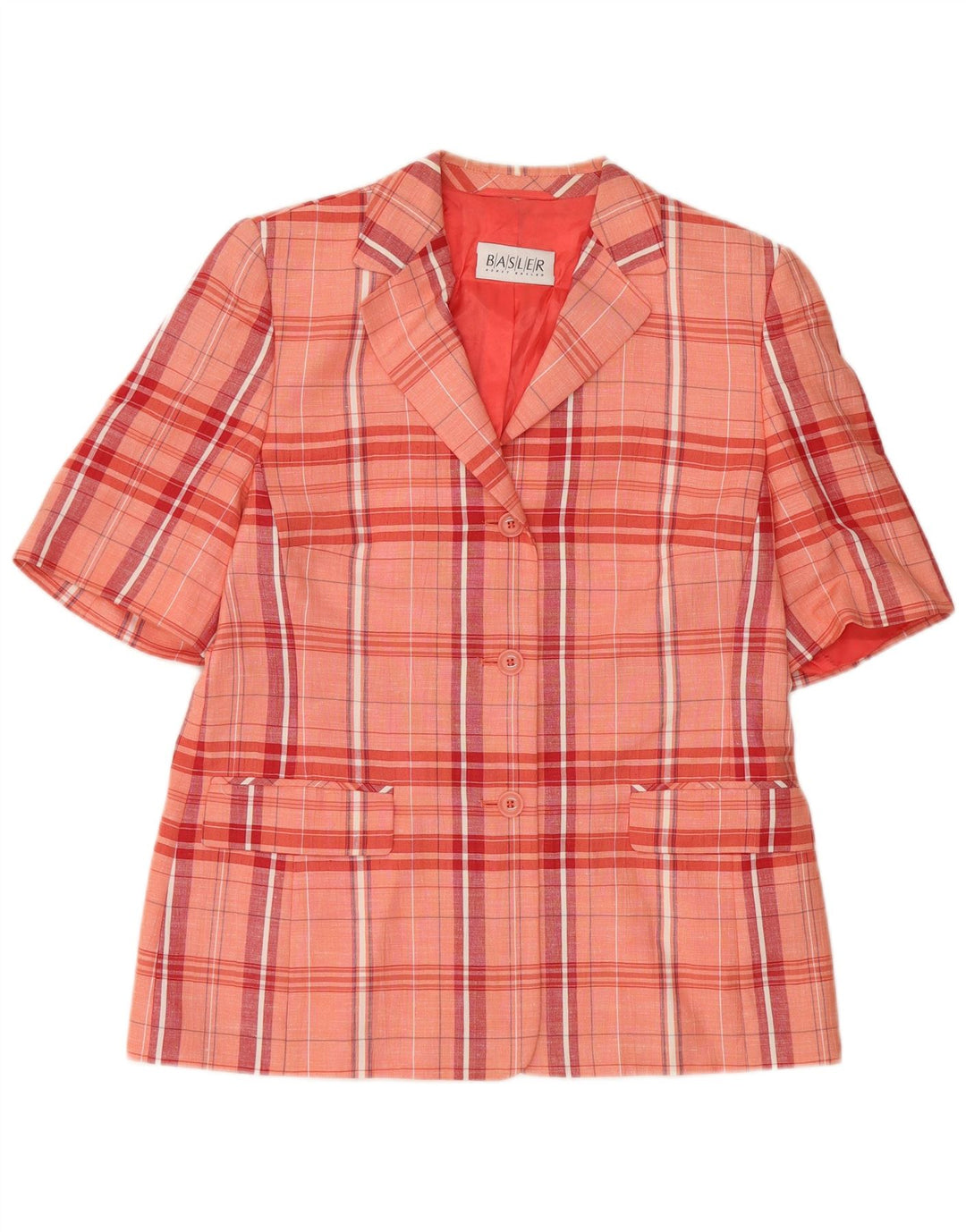 BASLER Chaqueta Blazer de Manga Corta con 3 Botones para Mujer UK 40 Medium Pink Check