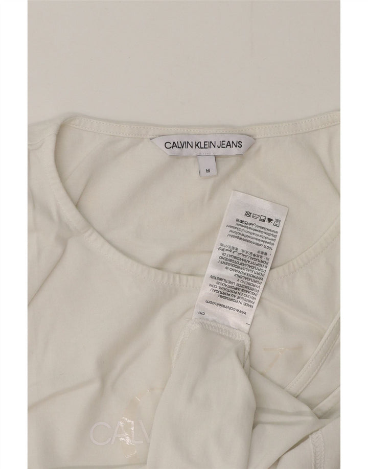 Calvin Klein Jeans Top sin mangas con gráfico corto para mujer Reino Unido 12 Algodón blanco mediano