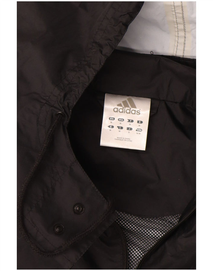 Adidas Chaqueta impermeable con capucha para hombre UK 38 Medium Black Polyamide
