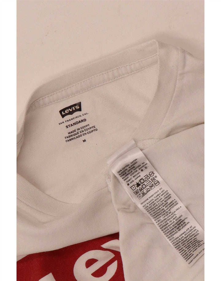 Levi's Camiseta con gráfico estándar para hombre Top mediano de algodón blanco