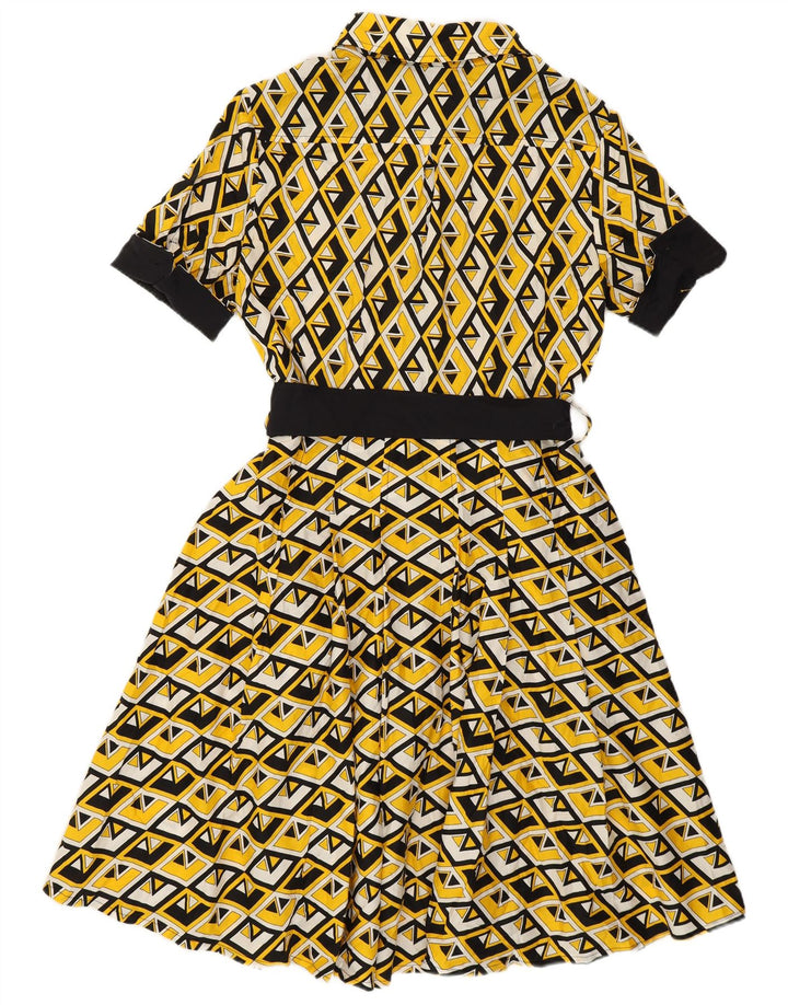 Luisa Spagnoli Vestido acampanado para mujer IT 46 Grande Amarillo Geométrico
