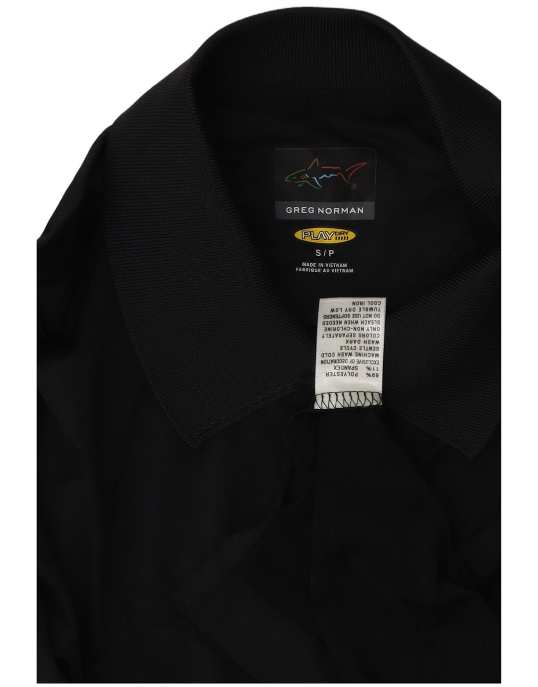 Greg Norman Polo para hombre pequeño poliéster negro