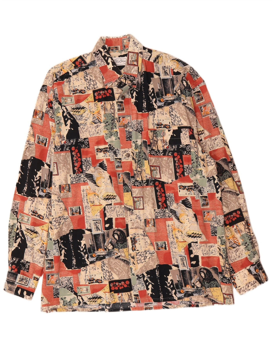 Vintage hombres patrón abstracto camisa tamaño 38/40 medio viscosa multicolor