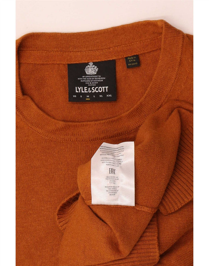 Lyle & Scott Jersey de cuello redondo para hombre de algodón naranja medio
