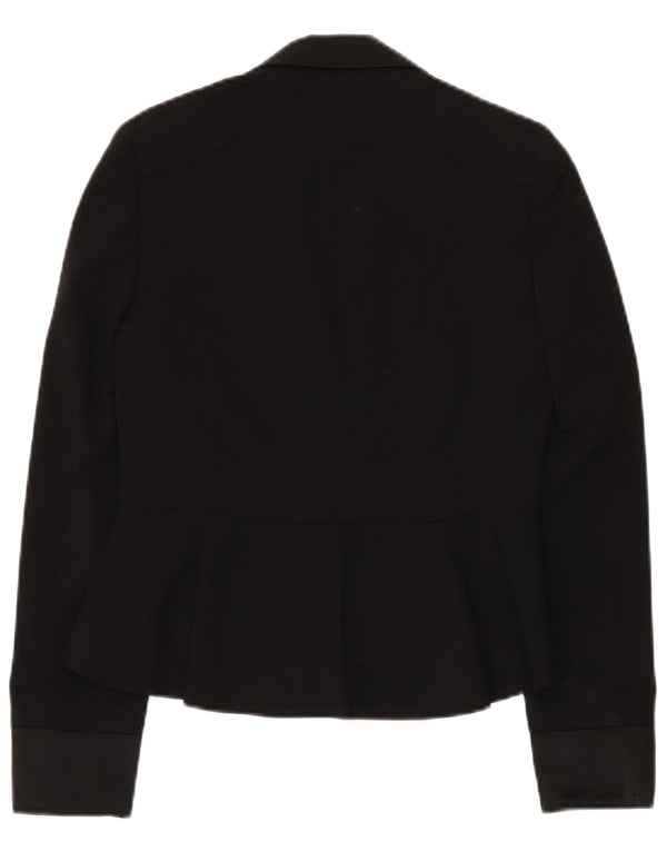 MOSCHINO Chaqueta tipo blazer con 1 botón para mujer UK 8 Small Lana virgen negra