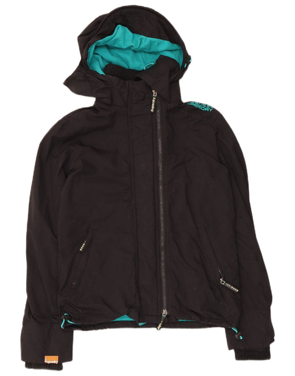 Superdry Chaqueta Cortavientos con Capucha y Estampado Windcheater para Mujer UK 6 XS Negro