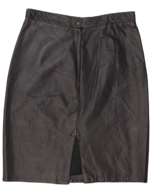Vintage mujer cintura alta falda de cuero grande W30 negro