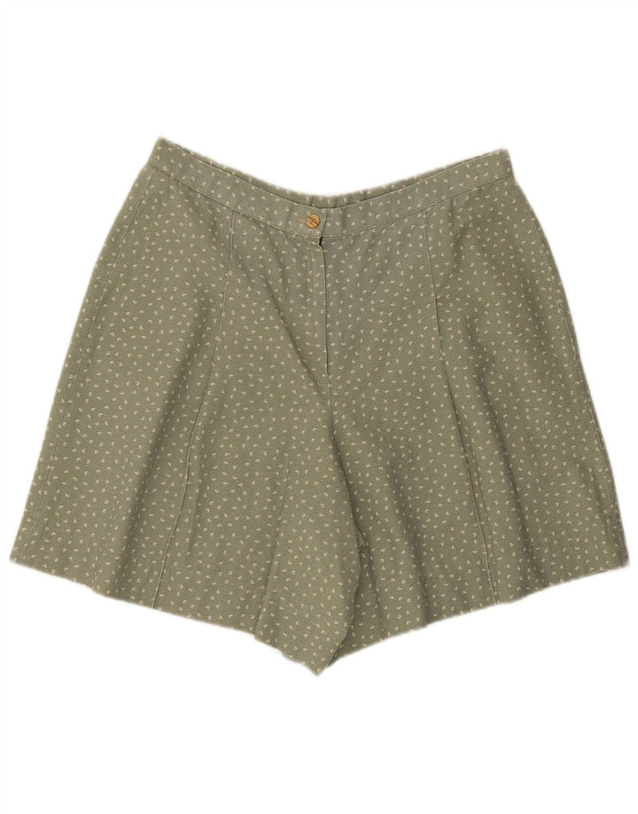 Vintage mujer casual pantalones cortos grandes W34 verde manchado