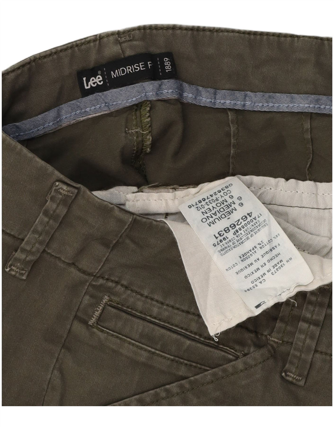 LEE Pantalones cortos casuales para mujer de talle medio US 6 mediano W30 algodón caqui