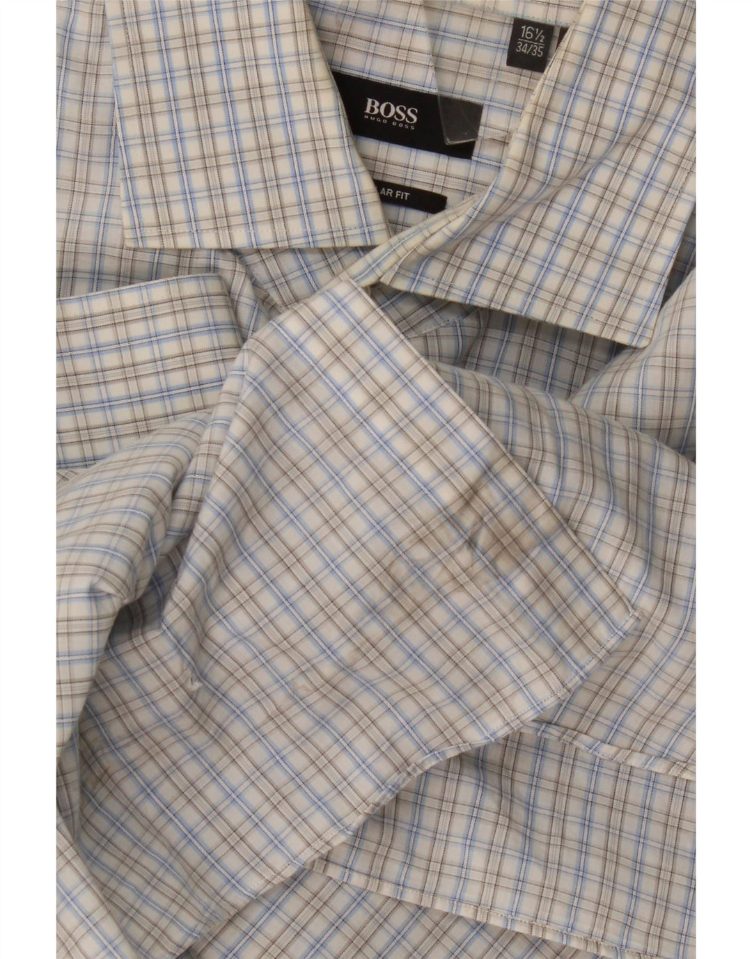 Hugo Boss Camisa de corte regular para hombre Talla 16 1/2 Grande Algodón a cuadros azul