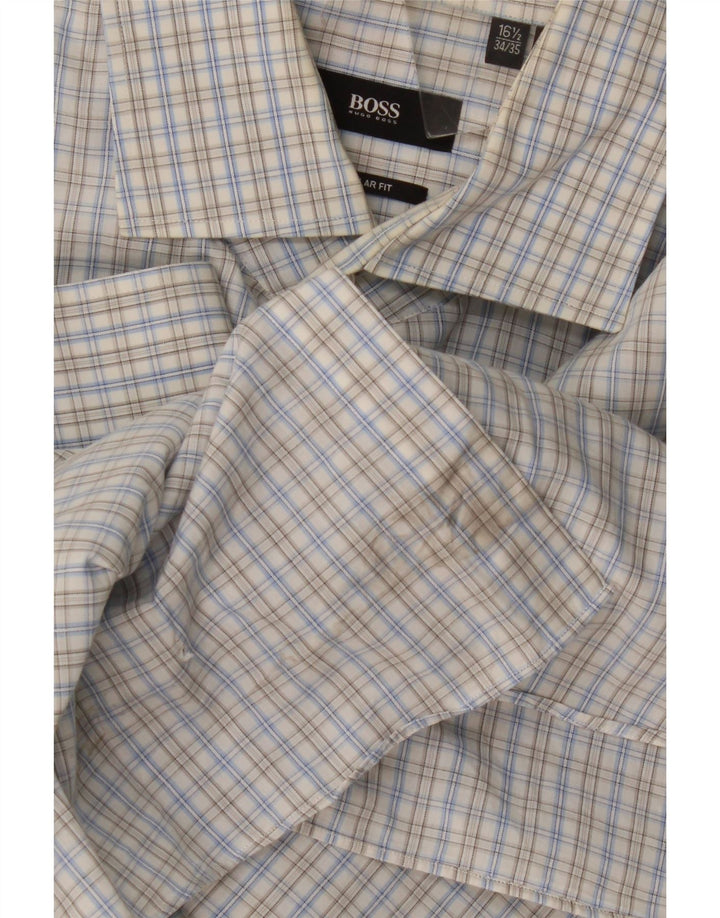 Hugo Boss Camisa de corte regular para hombre Talla 16 1/2 Grande Algodón a cuadros azul