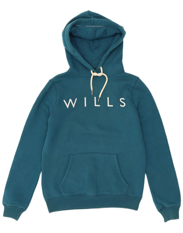 Jack Wills Sudadera con capucha gráfica para mujer UK 8 Small Blue Cotton