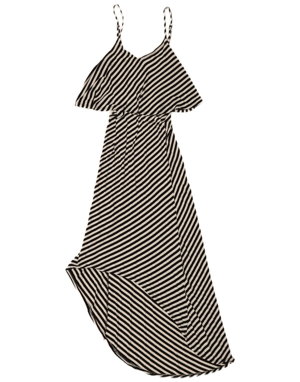 Mossimo Womens Sleeveless Maxi Asymmetrical Dress UK 8 Small Black Striped