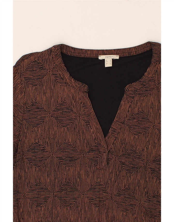 ESPRIT Womens Long Sleeve Blouse Top UK 14 Medium Brown Argyle/Diamond Vintage Esprit and Second-Hand Esprit from Messina Hembry 