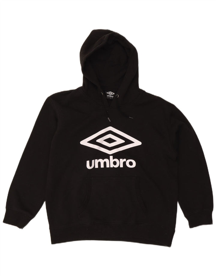 UMBRO Jersey con capucha gráfica para hombre, tamaño grande, algodón negro
