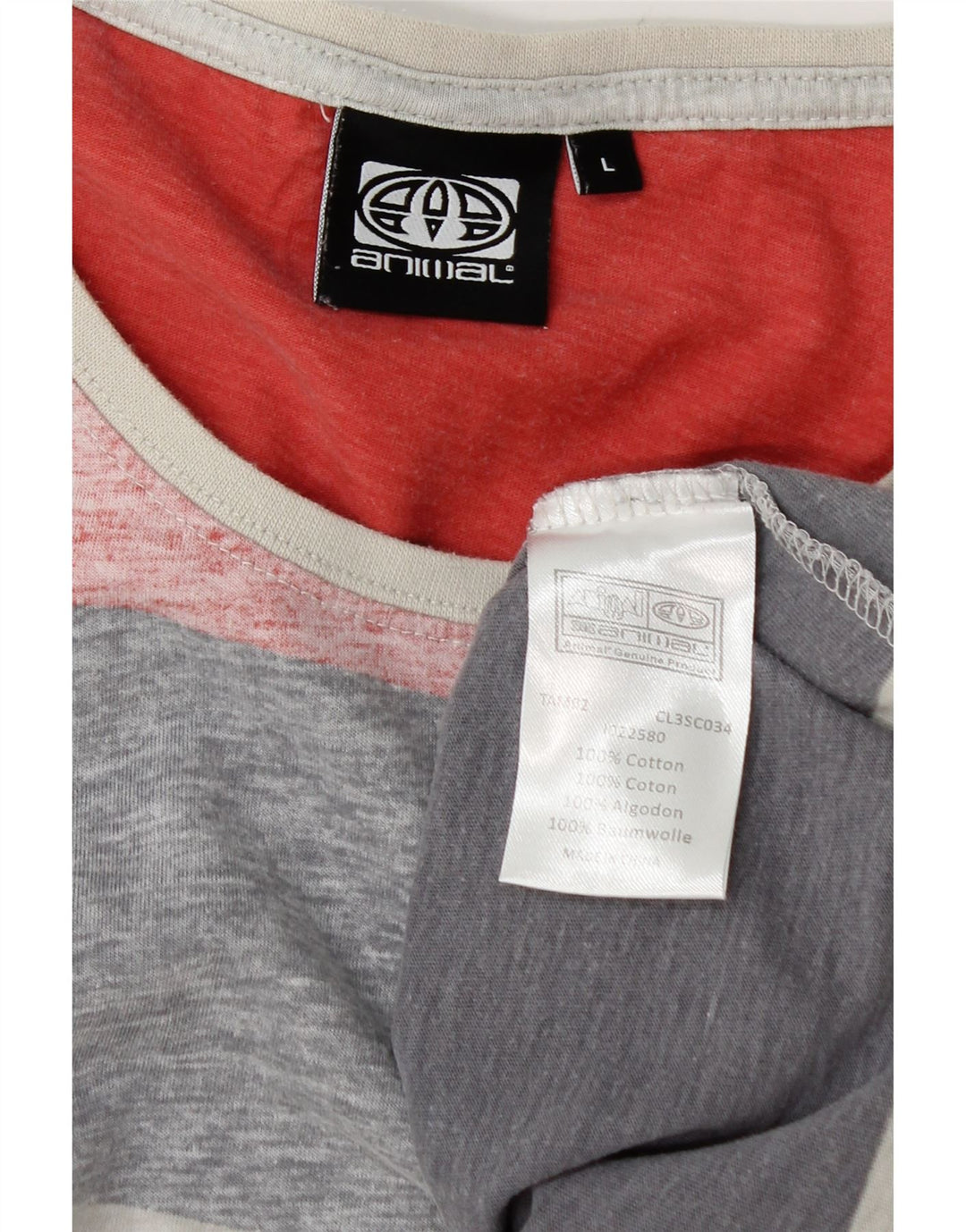 Animal Camiseta para hombre Top grande de algodón a rayas multicolores