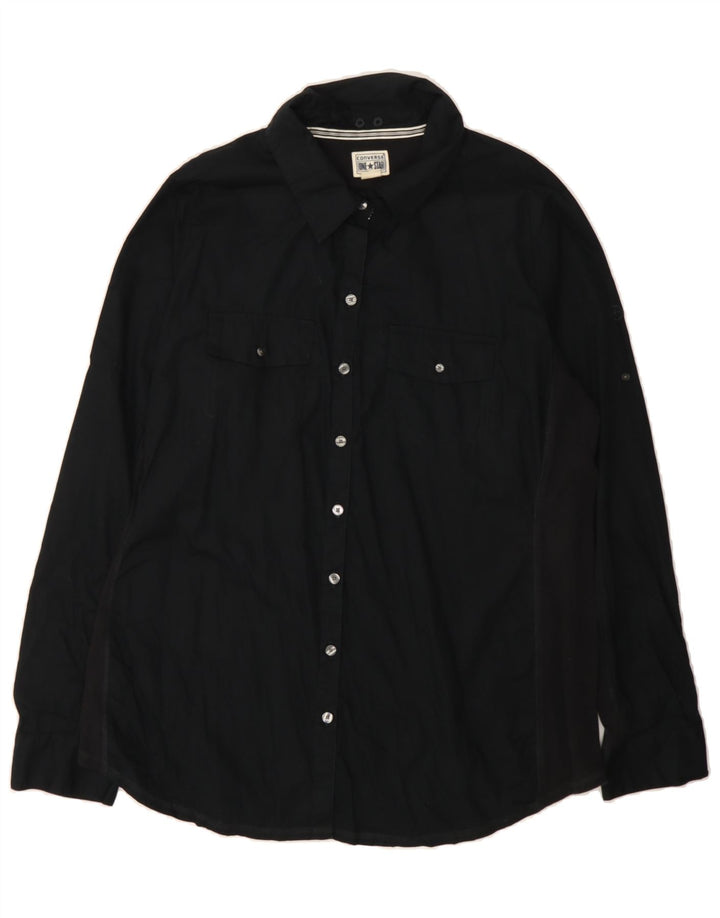 CONVERSE Womens Oversized Shirt US 2 XS Black Cotton Vintage Converse and Second-Hand Converse from Messina Hembry 