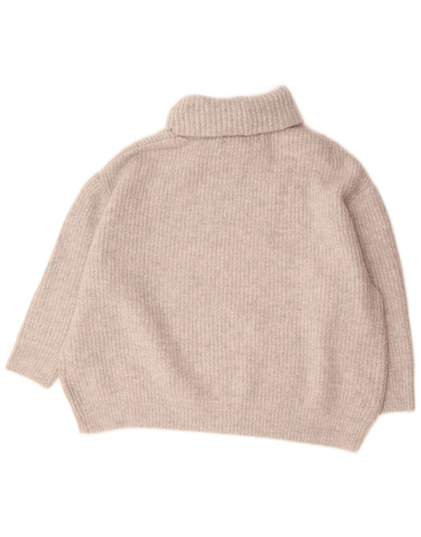 Zara Suéter tipo jersey de gran tamaño con manga 3/4 y cuello vuelto para mujer UK 10 Small Grey