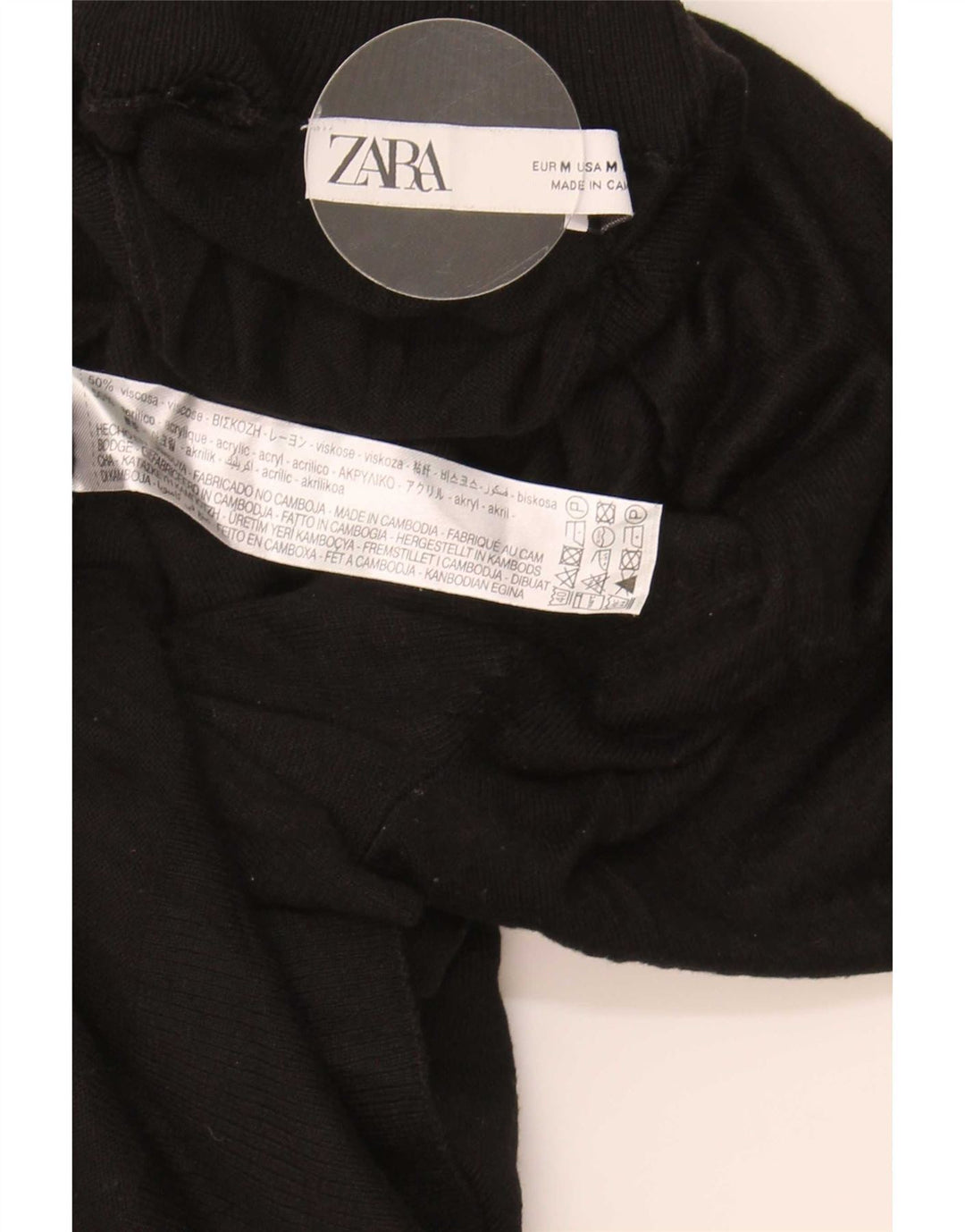Zara Jersey con cuello alto para mujer, talla M, viscosa negra, Reino Unido 44