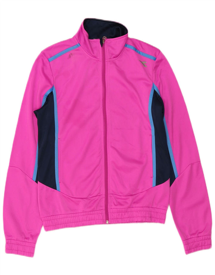 Diadora Chaqueta de chándal para mujer ES 40 Small Rosa Colorblock Poliéster