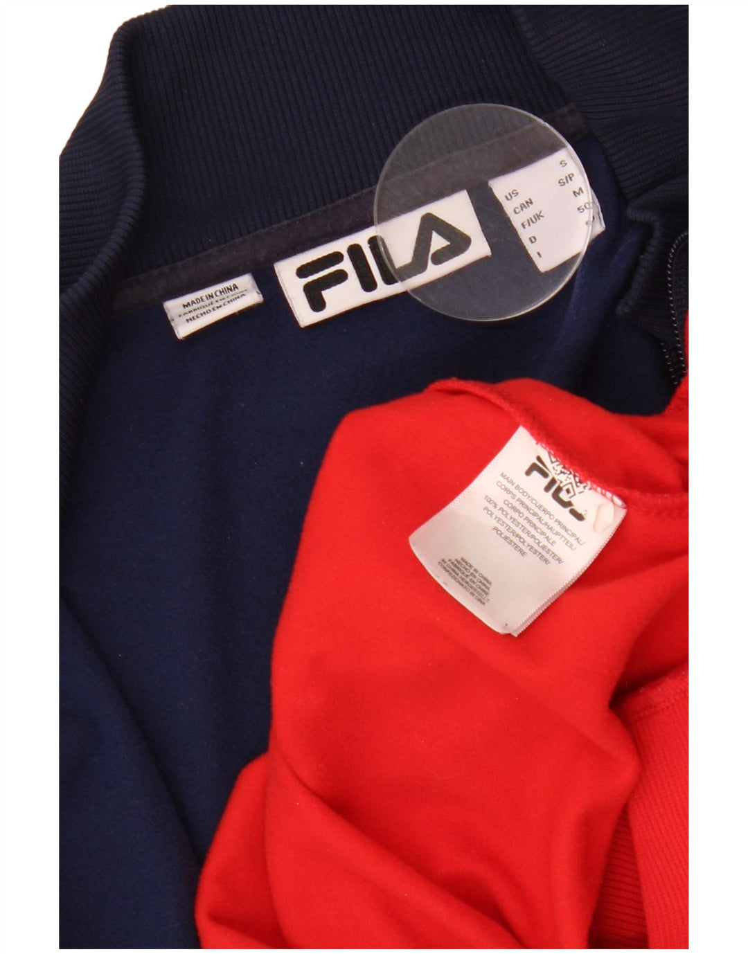 FILA Hombre Chándal Top Chaqueta Pequeña Rojo Colorblock Poliéster