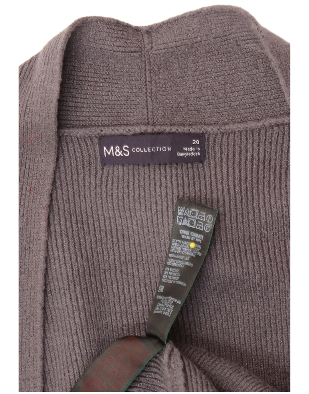 Marks & Spencer Suéter tipo cárdigan abierto para mujer UK 20 2XL Viscosa gris