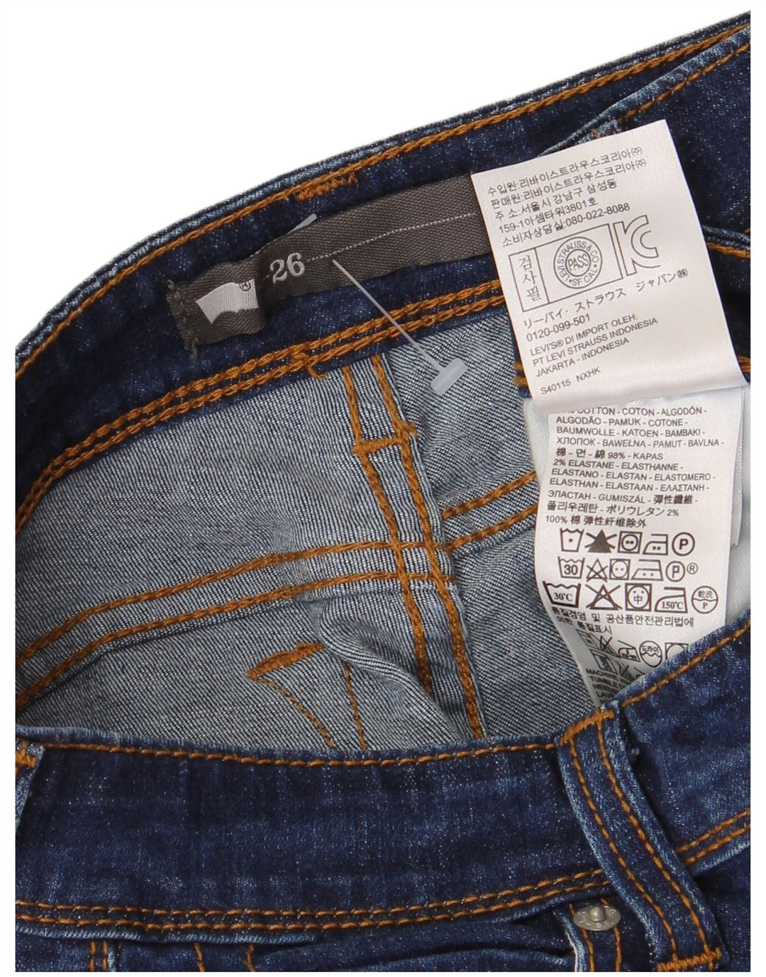Levi's Capri Jeans Mujer W26 L21 Algodón Azul Marino