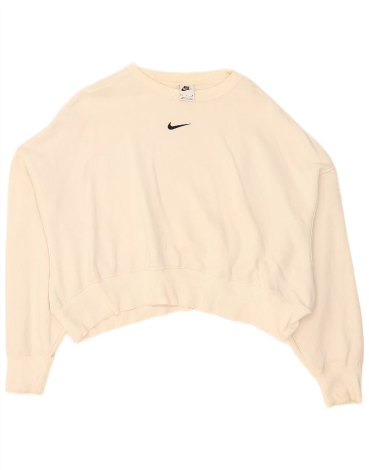 Nike - Sudadera corta extragrande para mujer, talla 14, algodón blanco mediano