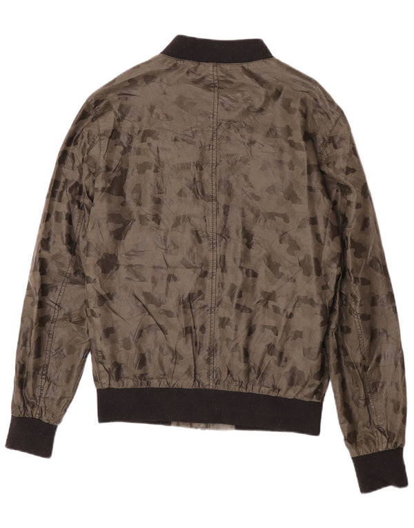 Zara Chaqueta Bomber De Piel Sintética Para Hombre UK 38 Camuflaje Caqui Mediano