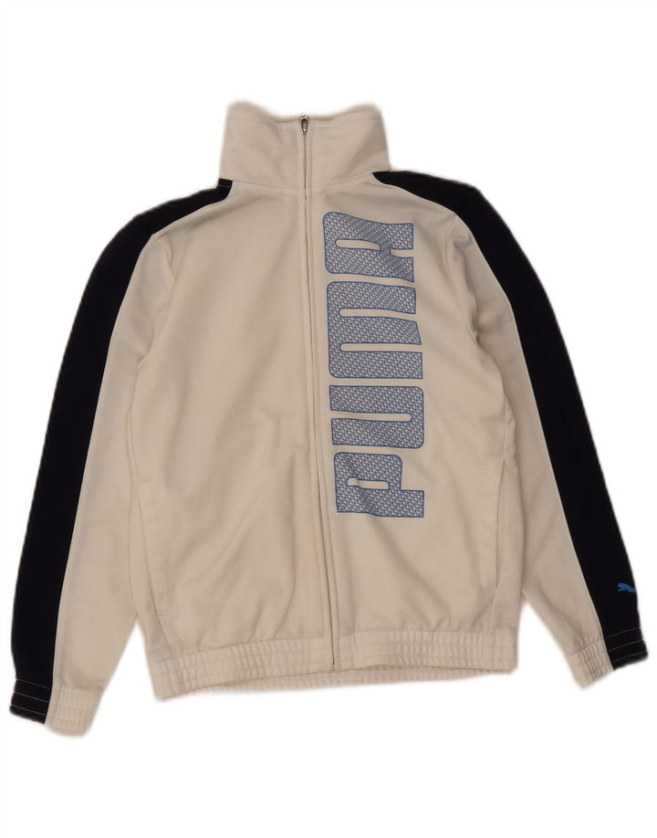 Puma - Chaqueta de chándal con gráfico para niños, 9-10 años, color blanco
