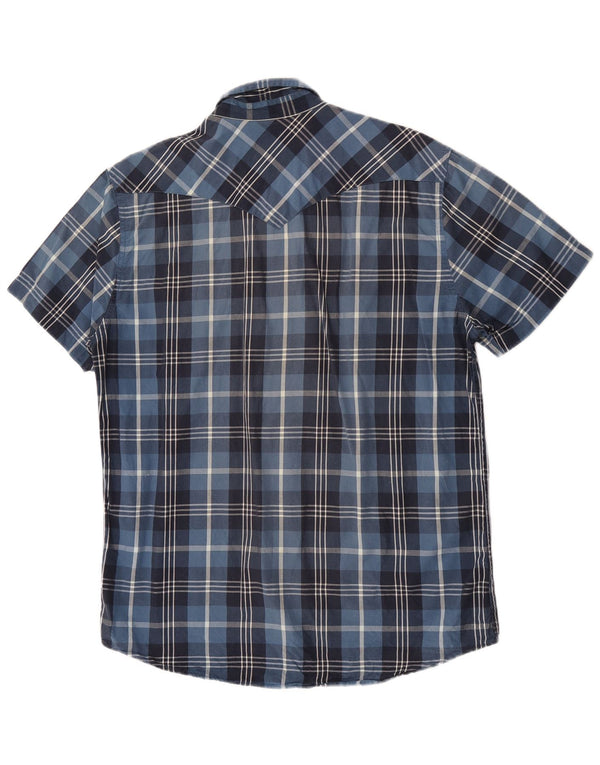 Levi's Hombre Camisa De Manga Corta De Algodón A Cuadros Azul Grande