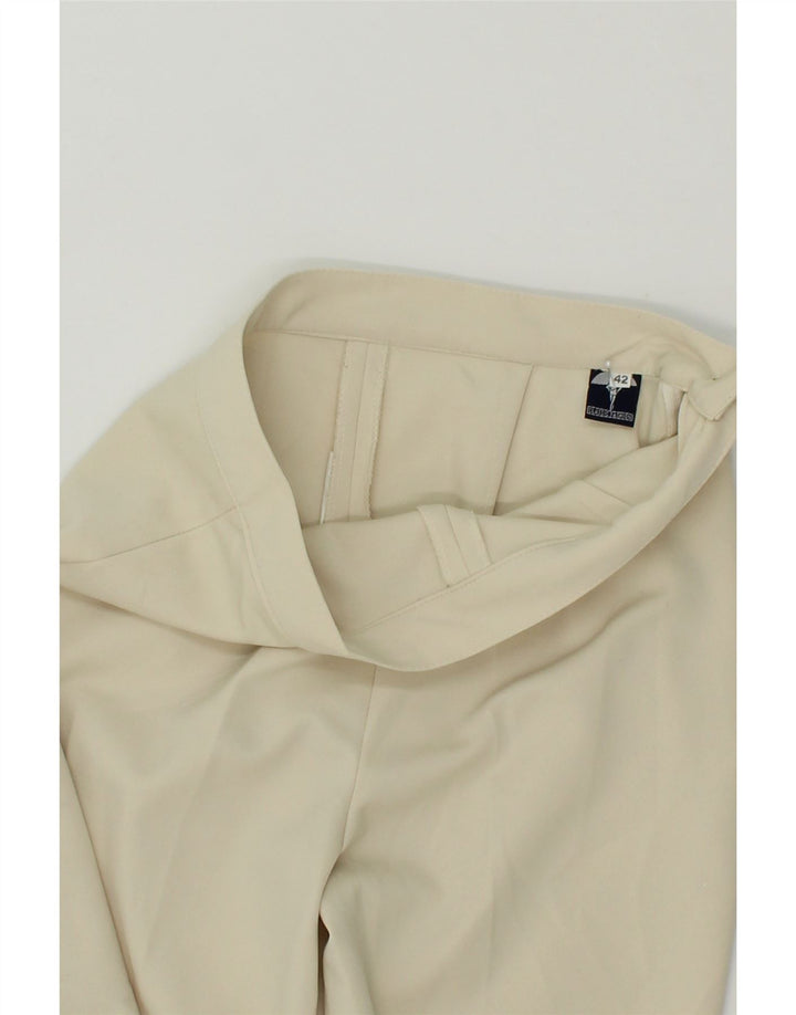 VINTAGE Womens Slim Casual Trousers IT 42 Medium W28 L28 Beige Polyester Vintage Vintage and Second-Hand Vintage from Messina Hembry 