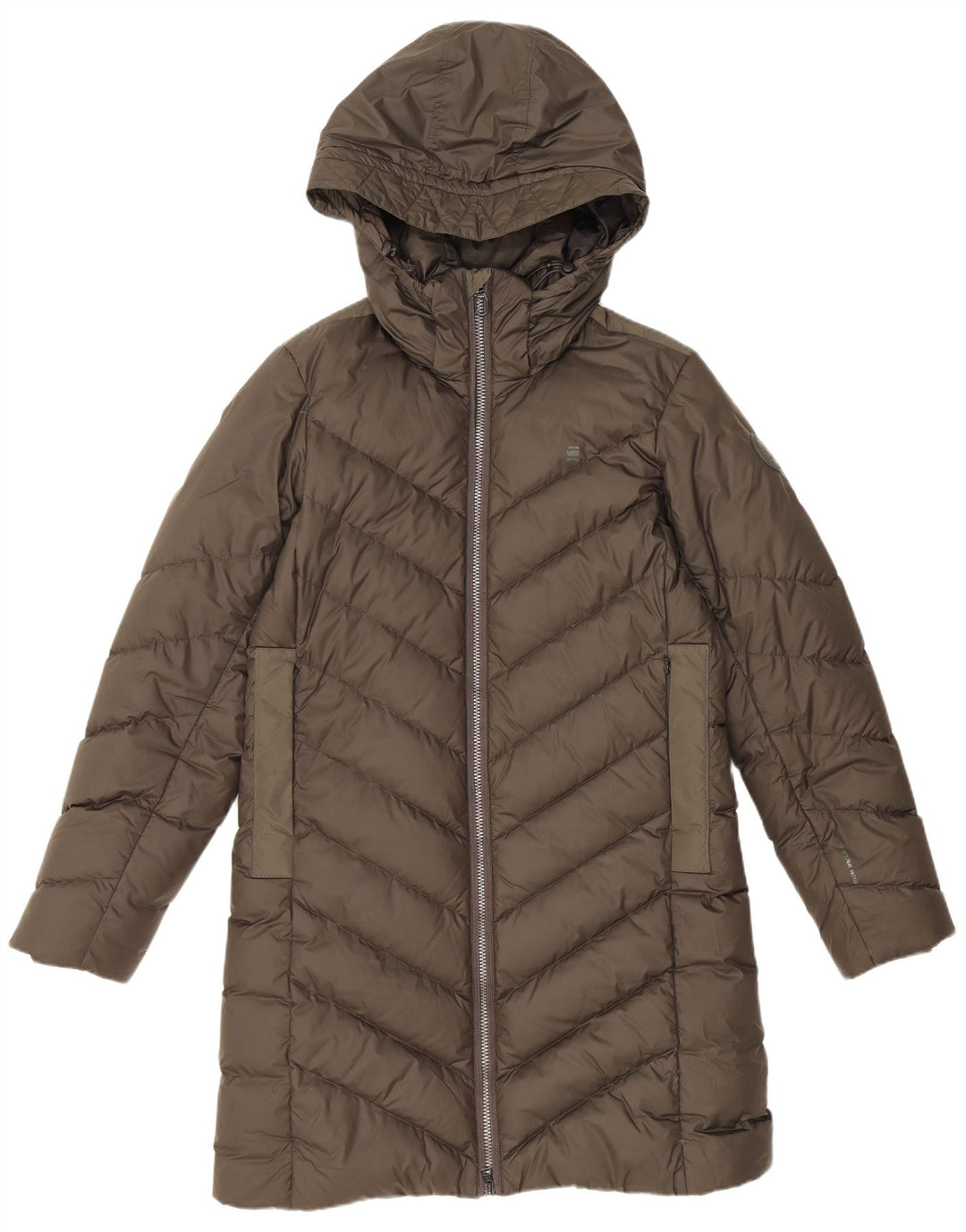 G-STAR Abrigo acolchado con capucha para mujer UK 44 Poliéster caqui medio