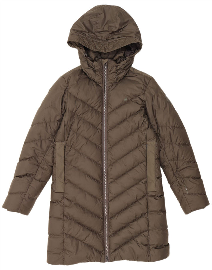 G-STAR Abrigo acolchado con capucha para mujer UK 44 Poliéster caqui medio
