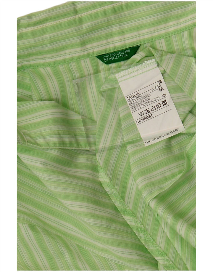 BENETTON Camisa de mujer UK 42 Algodón a rayas verde medio
