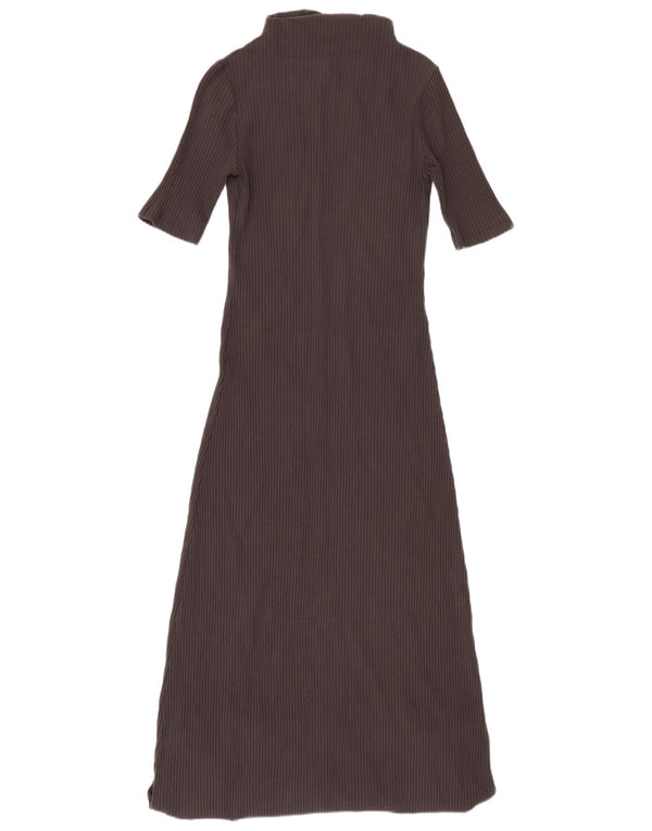 Zara Mujer Vestido Jersey De Manga Corta UK 8 Small Gris Algodón