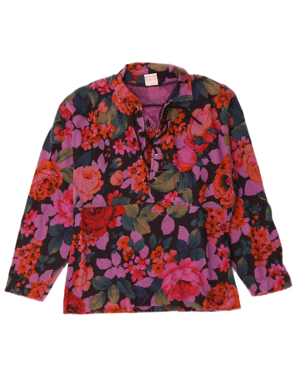 Belfe Blusa de manga larga para mujer UK 46 Grande Algodón floral multicolor