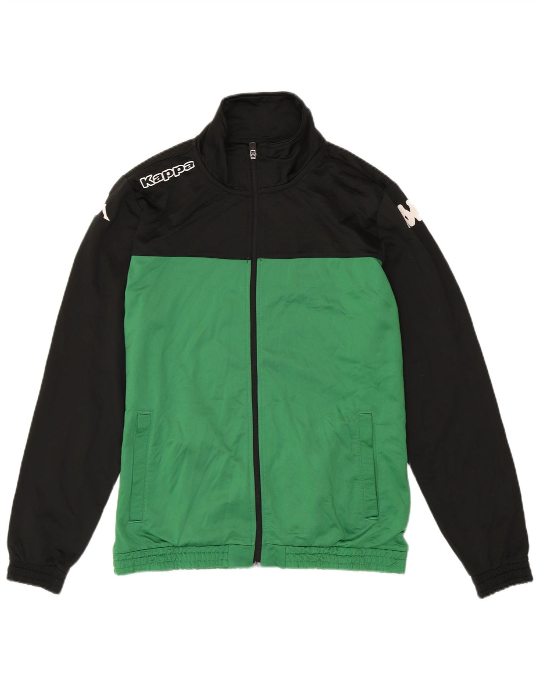 Kappa Mens Graphic Chándal Top Chaqueta Grande Verde Colorblock Poliéster