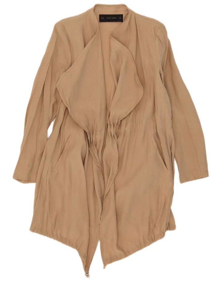 Zara Mujer Chaqueta Cascada Abierta UK 44 Medium Beige Modal