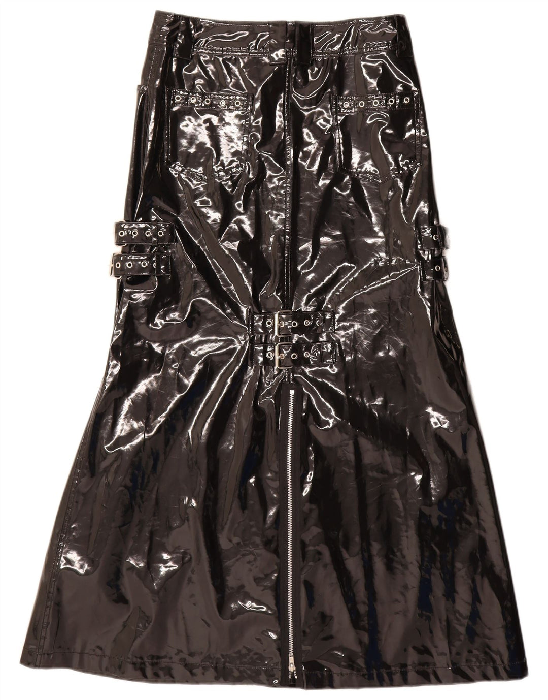 QUEEN OF DARKNESS Falda Maxi Acampanada para Mujer Pequeña W28 Negro Gótico