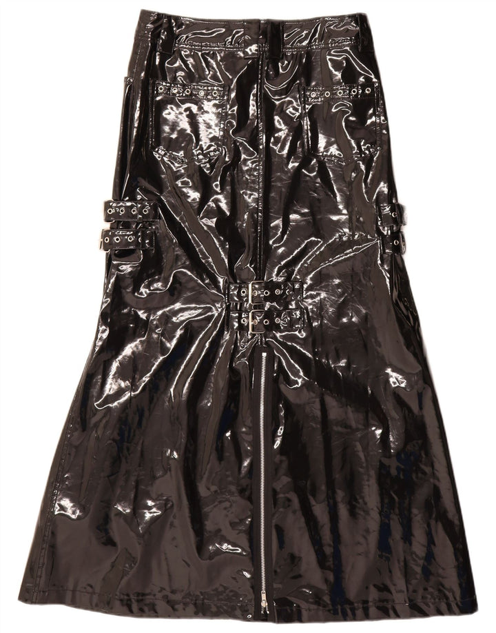 QUEEN OF DARKNESS Falda Maxi Acampanada para Mujer Pequeña W28 Negro Gótico