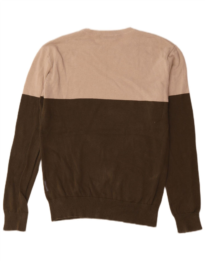 French Connection Jersey De Cuello Redondo Para Hombre Pequeño Caqui Colorblock