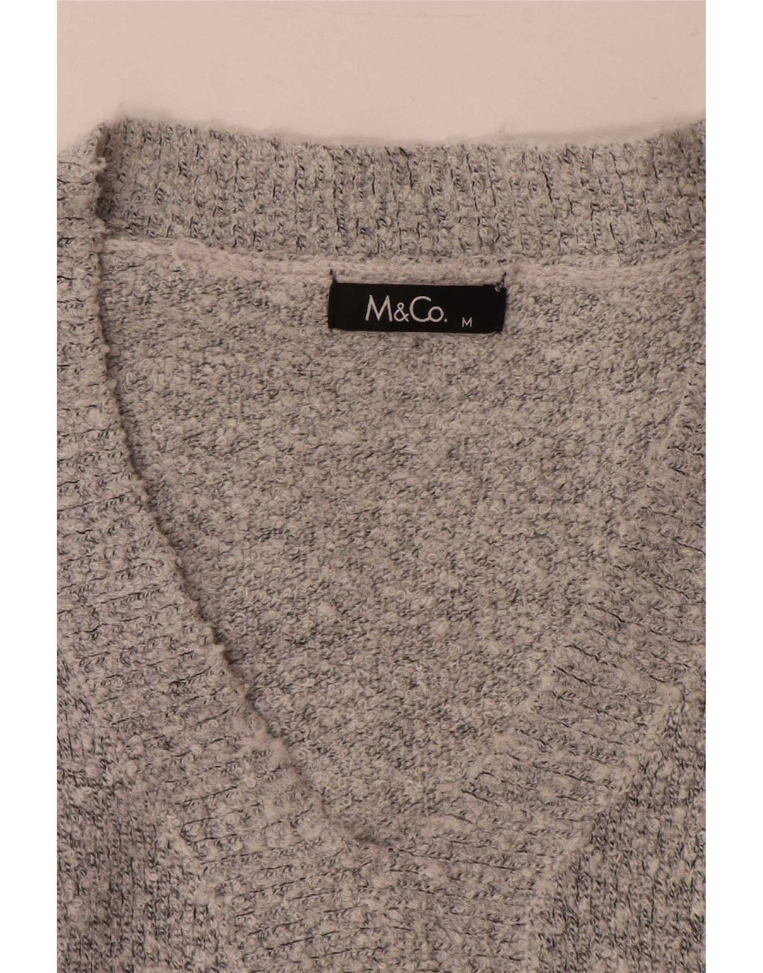 M&Co Jersey con cuello en V para mujer UK 44 Acrílico gris medio