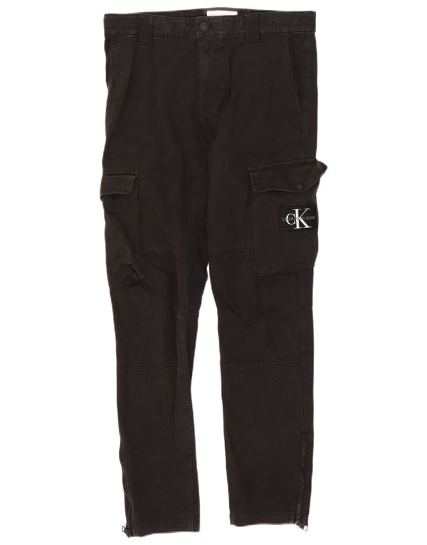 Calvin Klein Pantalones cargo ajustados con gráfico para hombre W30 L30 Algodón negro