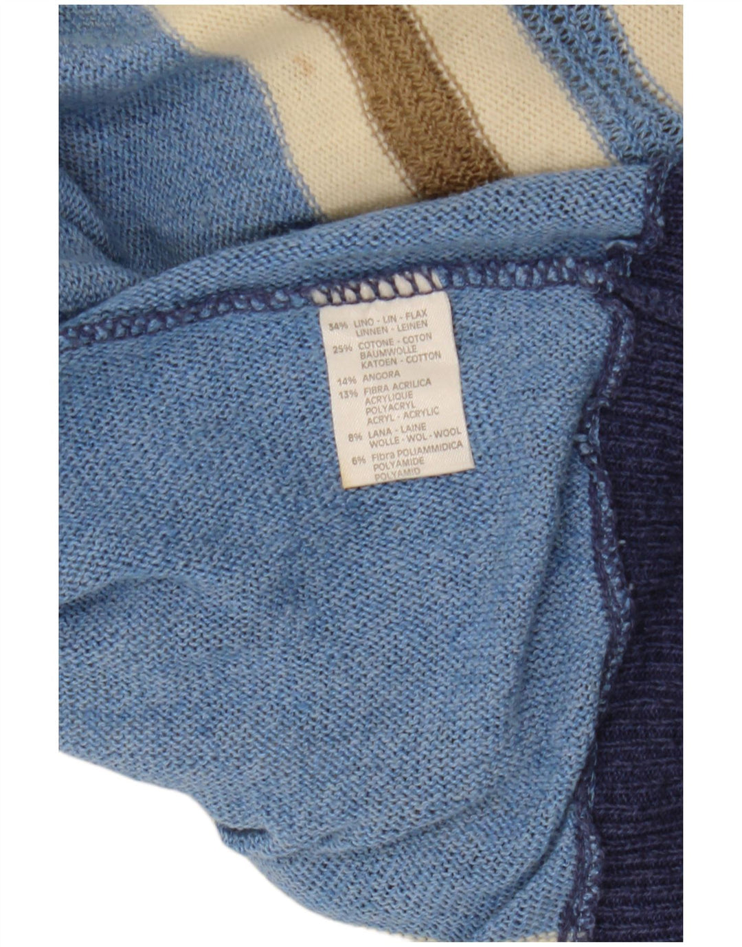 VINTAGE Mujer Barco Cuello Jersey Suéter Reino Unido 12 Mediano Rayas Multicolores