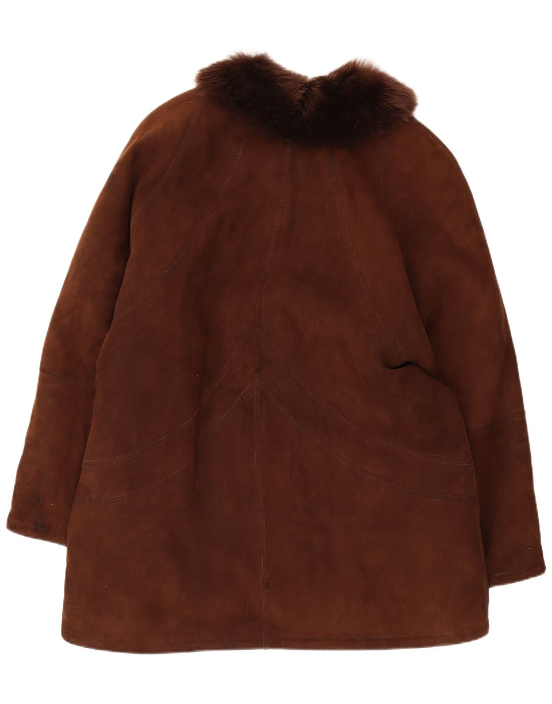 Vintage mujer shearling abrigo Reino Unido 14 marrón grande